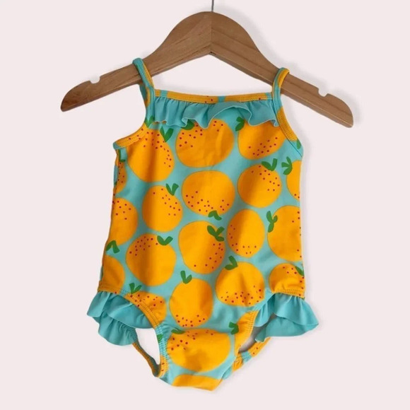 Tucker + Tate Other - Tucker + Tate swimsuit one piece aqua blue with oranges size 9 months